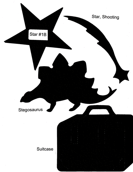 Ellison Die Star, Shooting Star, Stegosaurus, Suitcase